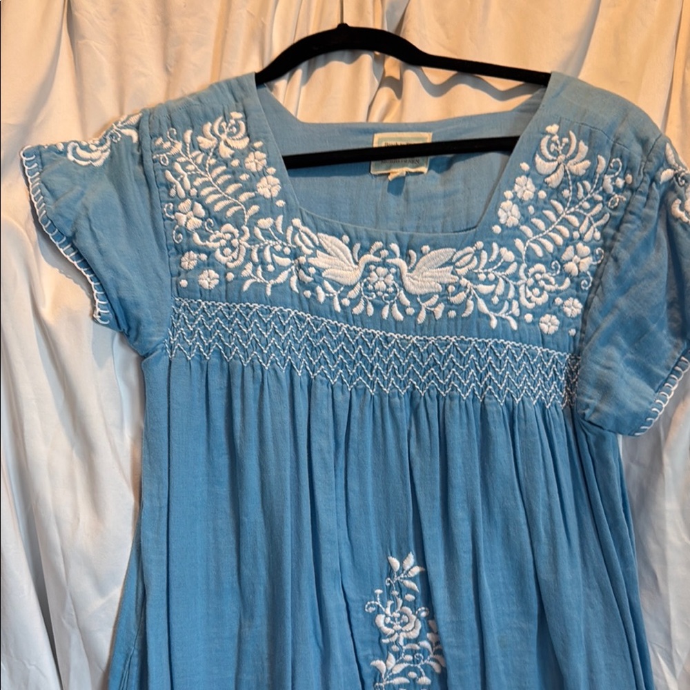 Sigrid Olsen Blue Embroidered Dress